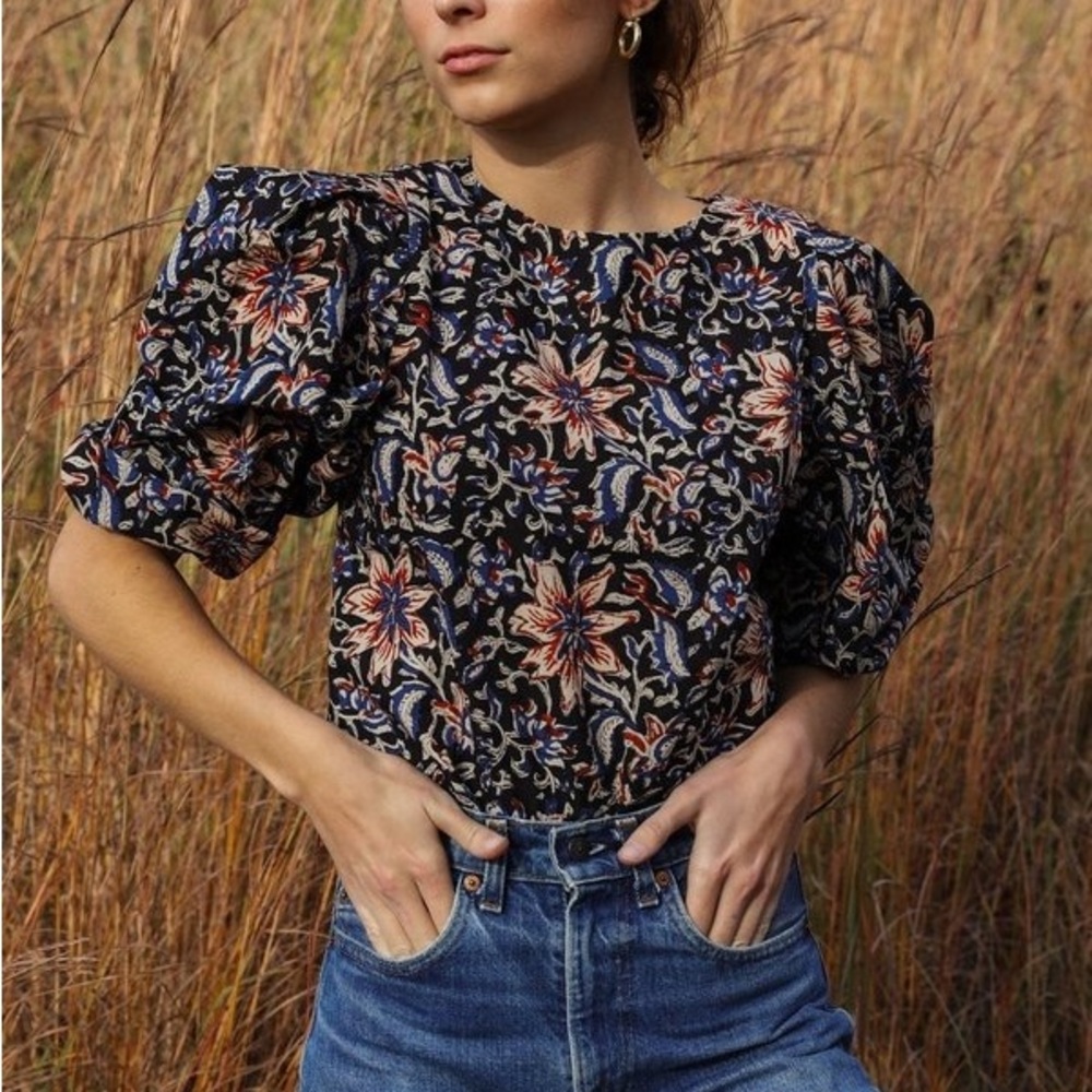 Mille Lila Blouse in Midnight Garden